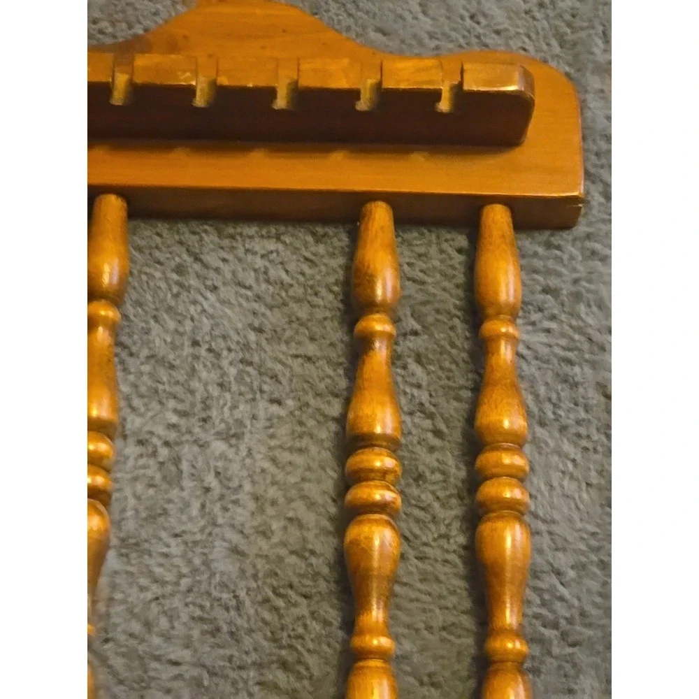 Vintage Wood Souvenir Spoon Display Rack Wall Hanging 12 Slot Holder 12x8 Oak